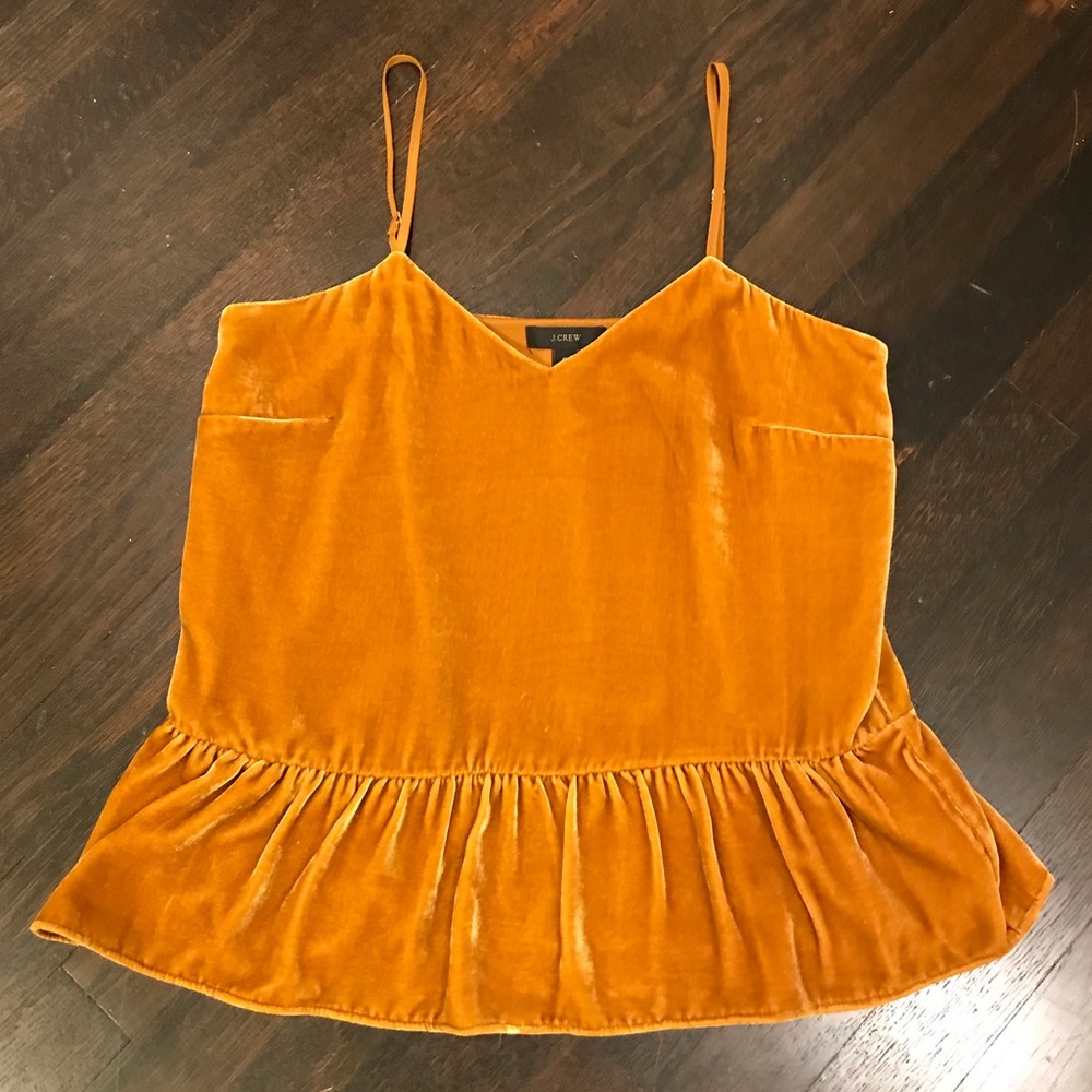 JCrew velvet peplum tank